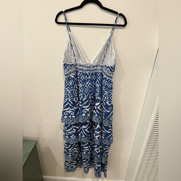 NWT Caroline Constas Blue and White Geometric Ikat Maxi Dress in size Large - Picture 8 of 10